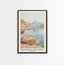 Load image into Gallery viewer, Damas Island, Chile Watercolor Beach Print, Vacation Gift, Chile Wall Art, Framed Canvas Print, Framed Beach Painting