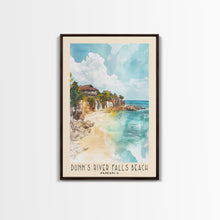Load image into Gallery viewer, Dunn’s River Falls Beach, Jamaica Watercolor Print, Vacation Gift, Jamaica Wall Art, Beach Painting, Beach Decor, Large Wall Art, Wood Frame Art
