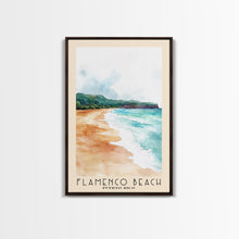 Carregar imagem no visualizador da galeria, Flamenco Beach, Puerto Rico Watercolor Beach Print, Vacation Gift, Puerto Rico Wall Art, Framed Canvas Print, Framed Beach Painting