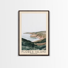 Load image into Gallery viewer, Flores Island, Portugal Watercolor Beach Print, Vacation Gift, Portugal Wall Art, Framed Canvas Print, Framed Beach Painting