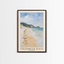 Load image into Gallery viewer, Freshwater Beach, Australia Watercolor Beach Print, Vacation Gift, Australia Wall Art, Framed Canvas Print, Framed Beach Painting