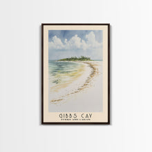 Load image into Gallery viewer, Gibbs Cay, Turks and Caicos Watercolor Beach Print, Vacation Gift, Turks and Caicos Wall Art, Framed Canvas Print, Framed Beach Painting