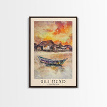 Load image into Gallery viewer, Gili Meno, Indonesia Watercolor Print, Vacation Gift, Indonesia Wall Art, Beach Painting, Beach Decor, Large Wall Art, Wood Frame Art