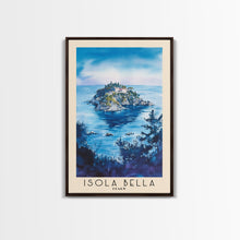 Load image into Gallery viewer, Isola Bella, Italy Watercolor Beach Print, Vacation Gift, Italy Wall Art, Framed Canvas Print, Framed Beach Painting
