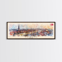 Carregar imagem no visualizador da galeria, Aalborg Denmark Travel Print Wall Art, Panoramic City Art, Travel Art, Wall Decor, Vacation Gift, Framed Canvas Print Or Metal Art