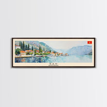 Load image into Gallery viewer, Bar Montenegro Travel Print Wall Art, Panoramic City Art, Travel Art, Wall Decor, Vacation Gift, Framed Canvas Print Or Metal Art