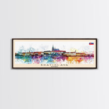 Load image into Gallery viewer, Bratislava Slovakia Wall Art, Panoramic Travel Poster, Panoramic Framed Canvas Print, City Wall Art, Wall Hanging Home Decor, Travel Art