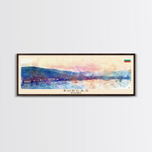 Carregar imagem no visualizador da galeria, Burgas Bulgaria Panoramic Travel Poster, Framed Canvas Print or Metal Wall Art, Travel Art, Home Decor, Panoramic Painting, Midcentury Art