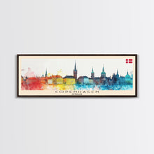 Cargar imagen en el visor de la galería, Copenhagen Denmark Travel Print Wall Art, Panoramic City Art, Travel Art, Wall Decor, Vacation Gift, Framed Canvas Print Or Metal Art