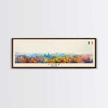 Load image into Gallery viewer, Cork Ireland Panoramic Travel Poster, Framed Canvas Print or Metal Wall Art, Travel Art, Home Decor, Panoramic Painting, Midcentury Art