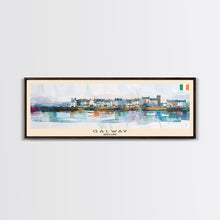 Carregar imagem no visualizador da galeria, Galway Ireland Panoramic Travel Poster, Framed Canvas Print or Metal Wall Art, Travel Art, Home Decor, Panoramic Painting, Midcentury Art