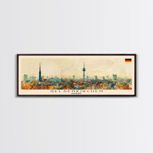 Carregar imagem no visualizador da galeria, Gelsenkirchen Germany Panoramic Travel Poster, Framed Canvas Print or Metal Wall Art, Travel Art, Home Decor, Panoramic Painting, Midcentury Art