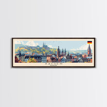Carregar imagem no visualizador da galeria, Aachen Germany Panoramic Travel Poster, Framed Canvas Print or Metal Wall Art, Travel Art, Home Decor, Panoramic Painting, Midcentury Art