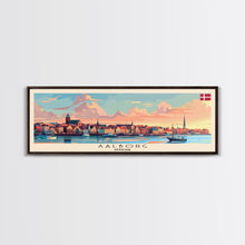 Carregar imagem no visualizador da galeria, Aalborg Denmark Wall Art, Panoramic Travel Poster, Panoramic Framed Canvas Print, City Wall Art, Wall Hanging Home Decor, Travel Art