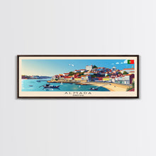 Load image into Gallery viewer, Almada Portugal Travel Art, City Art, Framed Canvas Print or Metal Wall Art, Europe Travel Poster, Panoramic Wall Art, Extra Wide Wall Art