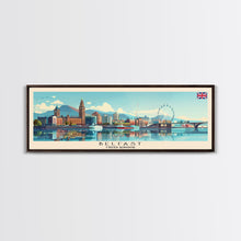 Load image into Gallery viewer, Belfast United Kingdom Travel Print Wall Art, Panoramic City Art, Travel Art, Wall Decor, Vacation Gift, Framed Canvas Print Or Metal Art