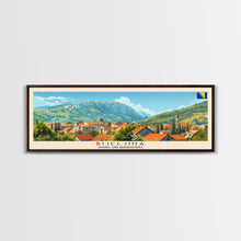 Load image into Gallery viewer, Bijeljina Bosnia Panoramic Travel Poster, Framed Canvas Print or Metal Wall Art, Travel Art, Home Decor, Panoramic Painting, Midcentury Art