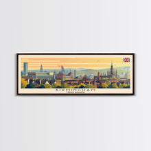 Load image into Gallery viewer, Birmingham United Kingdom Travel Print Wall Art, Panoramic City Art, Travel Art, Wall Decor, Vacation Gift, Framed Canvas Print Or Metal Art