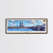 Load image into Gallery viewer, Cologne Germany Panoramic Travel Poster, Framed Canvas Print or Metal Wall Art, Travel Art, Home Decor, Panoramic Painting, Midcentury Art