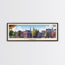 Load image into Gallery viewer, Eindhoven Netherlands Panoramic Travel Poster, Framed Canvas Print or Metal Wall Art, Travel Art, Home Decor, Panoramic Painting, Midcentury Art
