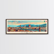 Carregar imagem no visualizador da galeria, Florence Italy Panoramic Travel Poster, Framed Canvas Print or Metal Wall Art, Travel Art, Home Decor, Panoramic Painting, Midcentury Art