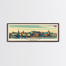 Carregar imagem no visualizador da galeria, Glasgow United Kingdom Travel Art, City Art, Framed Canvas Print or Metal Wall Art, Europe Travel Poster, Panoramic Wall Art, Extra Wide Wall Art