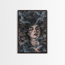 Load image into Gallery viewer, Bats and Beauty in the Night - Spooky Halloween Wall Art - Creepy Home Decor - Gothic Art Print - Unique Halloween Decoration