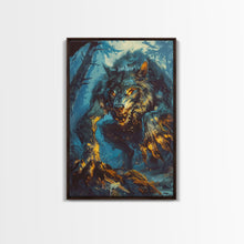 Carregar imagem no visualizador da galeria, Ferocious Werewolf in the Forest - Halloween Wall Decor - Scary Art Print - Werewolf Painting for Halloween - Spooky Home Decor