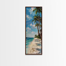 Carregar imagem no visualizador da galeria, Canvas Beach Landscape Painting, Textured Framed Canvas Art Print, Vertical Beach Art, Gallery Wall Painting, Modern Coastal Decor