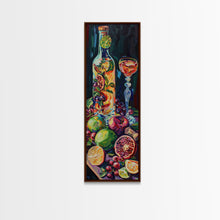 Load image into Gallery viewer, Still Life Bar Art Print Framed on Canvas, Vertical Framed Kitchen Art, Dark Wall Art, Textured, Cocktail Canvas Wall Art Print, Modern Art