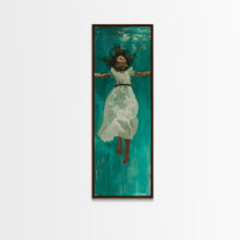Carregar imagem no visualizador da galeria, Abstract Modern Canvas Art of Woman Underwater, Ocean Wall Art, Coastal Wall Art Print, Oversized Tall and Narrow Canvas Art