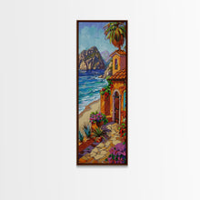 Load image into Gallery viewer, Coastal Printed Canvas Painting Framed, White Framed Wall Art of Hawaii Coast, Housewarming Gift for Her, Tall Narrow Wall Art, Modern Art