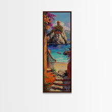 Load image into Gallery viewer, Coastal Wall Art Framed and Printed on Canvas, Surf Wall Art, Textured Canvas Painting Framed, Narrow Modern Wall Art for Office