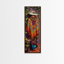 Carregar imagem no visualizador da galeria, Abstract Southwest Mexican Inspired Framed Oversized Vertical Art Print, Jalisco Style Canvas Painting Framed, Colorful Rustic Spanish Art
