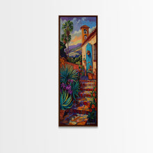 Cargar imagen en el visor de la galería, Contemporary Tuscan Style Oil Painting, Sunset Painting Framed and Printed on Canvas, Spanish Art, Living Room Wall Art Print, Mountain Art