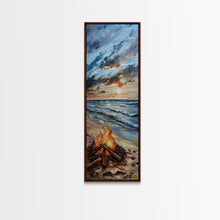 Load image into Gallery viewer, Coastal Watercolor Inspired Canvas Art Printed and Framed, Ocean Wave Beach Wall Art Print, Vertical Wall Art, Framed Bedroom Wall Art