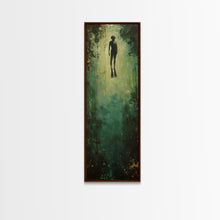 Carregar imagem no visualizador da galeria, Abstract Canvas Painting of Underwater Diver, Modern Framed Wall Art, Dark Wall Art for Living Room, Tall and Narrow Wall Art Print
