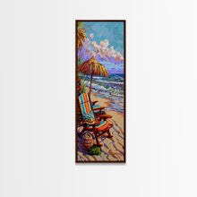 Cargar imagen en el visor de la galería, Coastal Printed Canvas Art, Beach Wall Art Framed, Contemporary Narrow Wall Art Print, New House Gift for Her, Surf Wall Art for Beach House