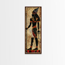 Load image into Gallery viewer, Egyptian Art Depiction of Osiris - Framed Canvas Print, Midcentury Modern Wall Art, Skinny Art, Tall Art, Living Room Decor