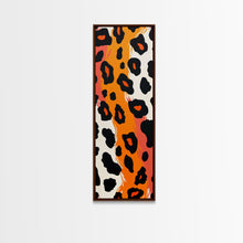 Load image into Gallery viewer, Bold Leopard Print in Orange and Black - Framed Canvas Print, Midcentury Modern Wall Art, Skinny Art, Tall Art, Living Room Decor