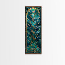 Carregar imagem no visualizador da galeria, Art Deco Stained Glass Print, Framed Canvas, Wood Frame Wall Art, Retro Style Decor, Roaring 20s Inspired Wall Art