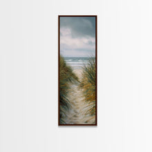 Load image into Gallery viewer, Beach Pathway to Ocean View - Framed Canvas Print, Skinny Tall Art, Coastal Landscape Art, Wall Art for Living Room, Bedroom Decor, Beach Art