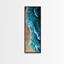 Carregar imagem no visualizador da galeria, Aerial Ocean View Art - Framed Canvas Print, Farmhouse Art, Boho Art, Skinny Art, Tall Art, Living Room Decor, Beach Wall Art for Home Decor