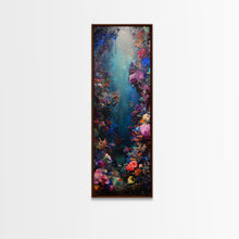 Load image into Gallery viewer, Deep Sea Adventure with Colorful Coral Reefs, Skinny and Tall Art, Stunning Framed Canvas Print, Underwater Landscape Wall Art