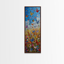 Carregar imagem no visualizador da galeria, Butterflies In The Spring Framed Canvas Print, Wood Framed Art, Living Room Decor, Girl's Room Gift Idea, Nursery Decor, Minimalist Whimsical Decor