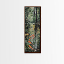 Load image into Gallery viewer, Elegant Koi Fish Swimming Serene Water Garden Nature Art Framed Canvas Print Tall Art Japanese Style Art
