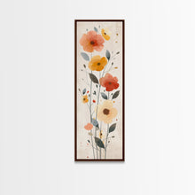Load image into Gallery viewer, Delicate Poppy Flowers Skinny Art Tall Art Japanese Ukiyo-e Inspired Floral Print Framed Canvas Wall Art
