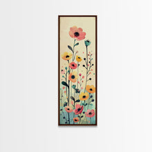 Load image into Gallery viewer, Bright Field of Wildflowers Skinny Art Tall Art Japanese Ukiyo-e Inspired Floral Print Framed Canvas Wall Art