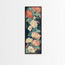 Load image into Gallery viewer, Delicate Peony Blossoms in Soft Pastel Hues on Japanese-Inspired Tall Vertical Canvas Print for Elegant Floral Decor