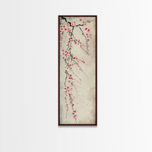 Load image into Gallery viewer, Cherry Blossoms, Full Bloom, Japanese Art, Skinny Art, Tall Art, Framed Canvas Print, Ukiyo-e Style